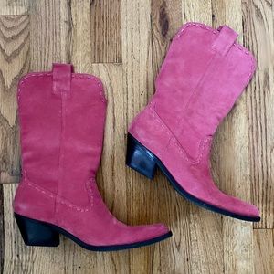 Gianni Bini pink suede cowboy boots size 6.5